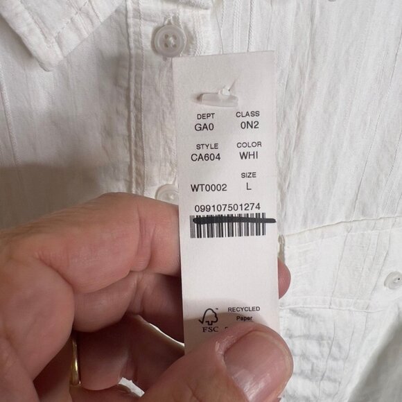 J.Crew Womens Textured Popover Top White Size L CA604 - Picture 4 of 6